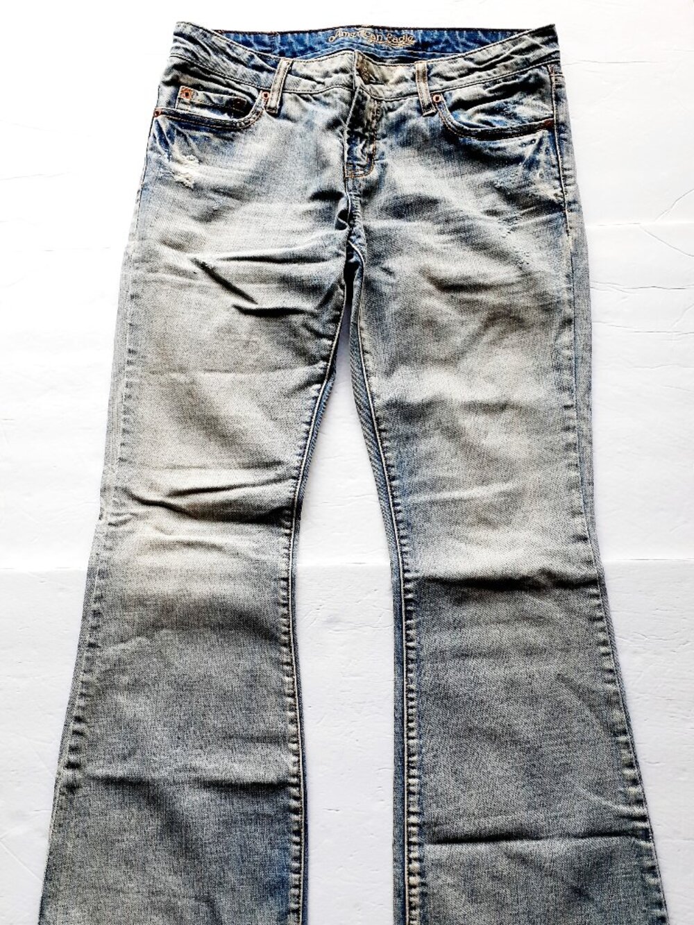 American Eagle Jeans Hipster Distressed Flare Vintage Y2K 6 Short